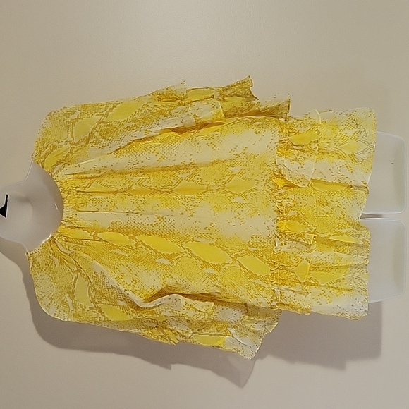 Diane Von Furstenberg Ruffle Silk Chiffon Blouse yellow sz Medium - Picture 6 of 6